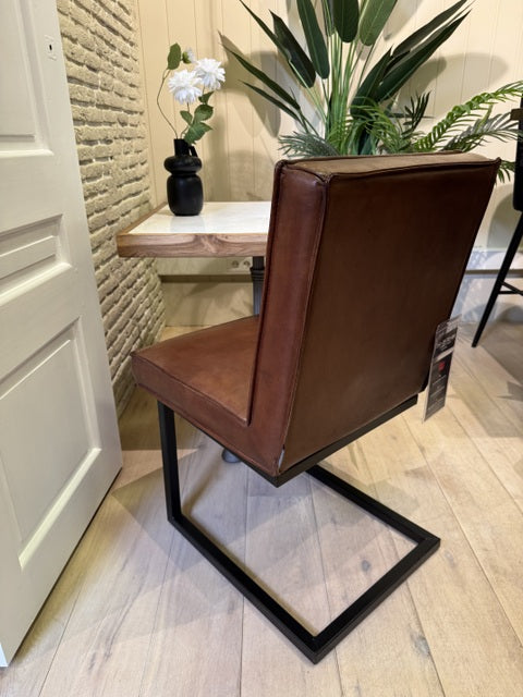 Freischwinger Lederstuhl braun, Stuhl Leder braun