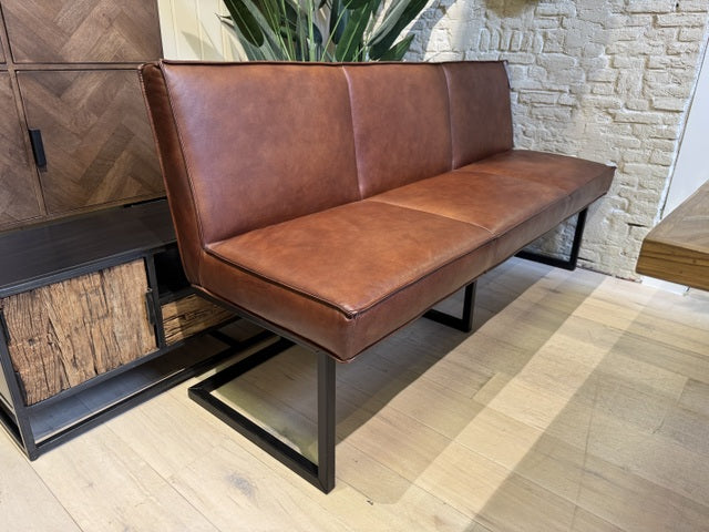 Sitzbank Leder braun, Bank Leder braun, Breite 180 cm