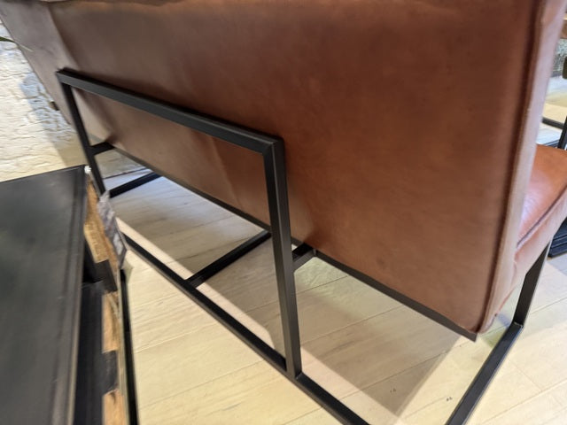 Sitzbank Leder braun, Bank Leder braun, Breite 180 cm