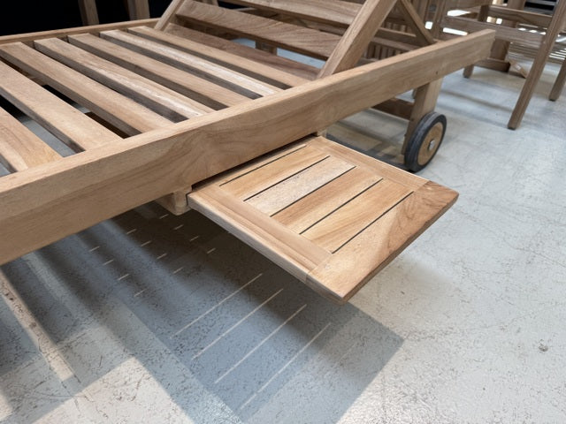 Gartenliege Teakholz, Sonnenliege mit Beistelltisch