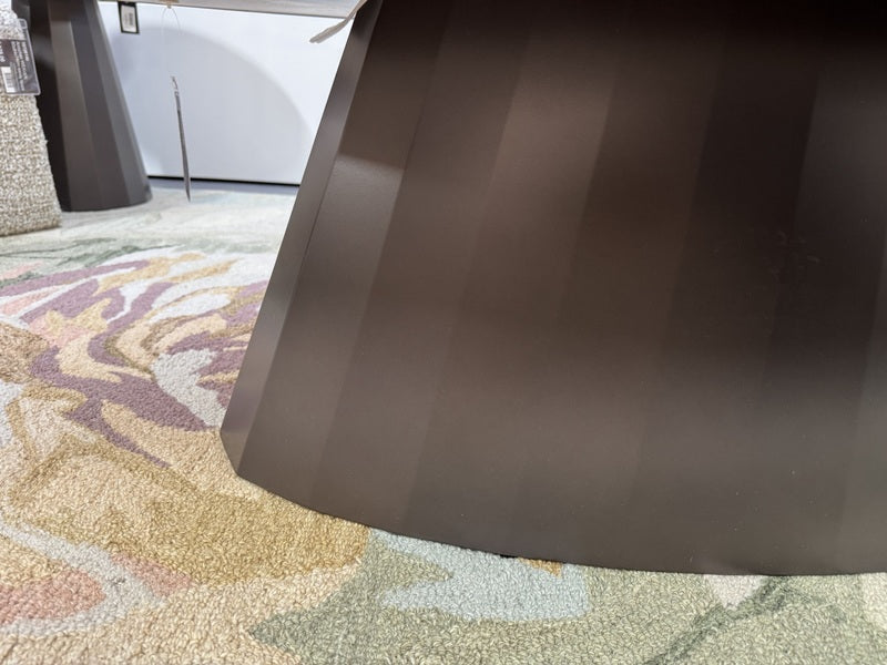 Couchtisch oval grau-braun Keramik-Metall, ovaler Couchtisch Keramik braun-grau, Länge 130 cm