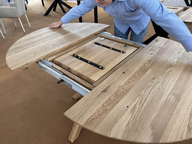 Esstisch rund ausziehbar Eiche, Tisch ausziehbarer rund, Tisch rund Eiche, Länge 120-170 cm