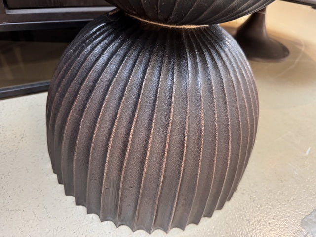 Beistelltisch braun rund, Metall Beistelltisch Bronze-braun, Durchmesser 35 cm