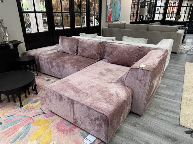 Ecksofa rosa, Sofa rosa, Breite 308 cm