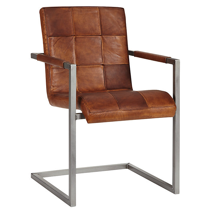 Freischwinger Stuhl cognac Echtleder, Stuhl cognac Industriedesign