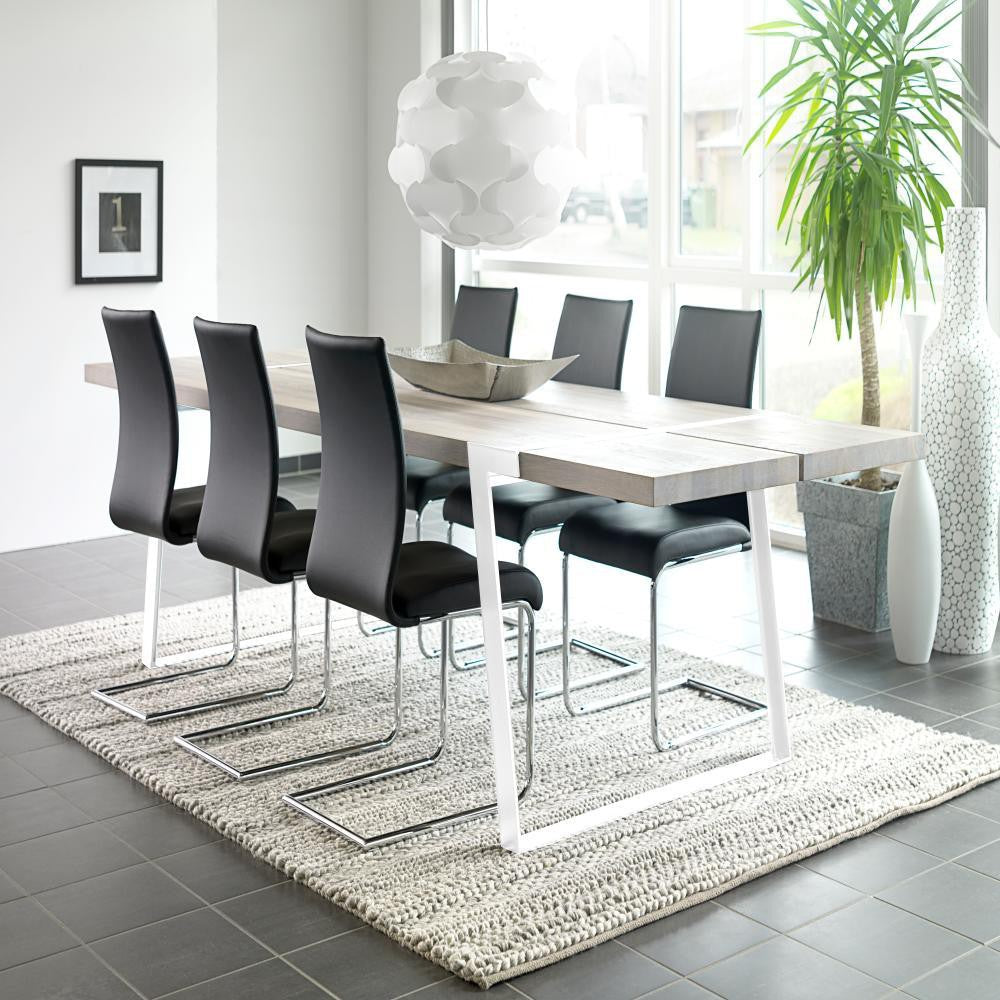 Esstisch weiß Eiche Tischplatte, Tisch weiße Tischbeine, Tisch Massiv-Eiche Metall weiß, Maße 240 x 100 cm