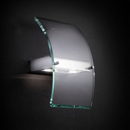 Wandleuchte Metall chrom, Glas transparent