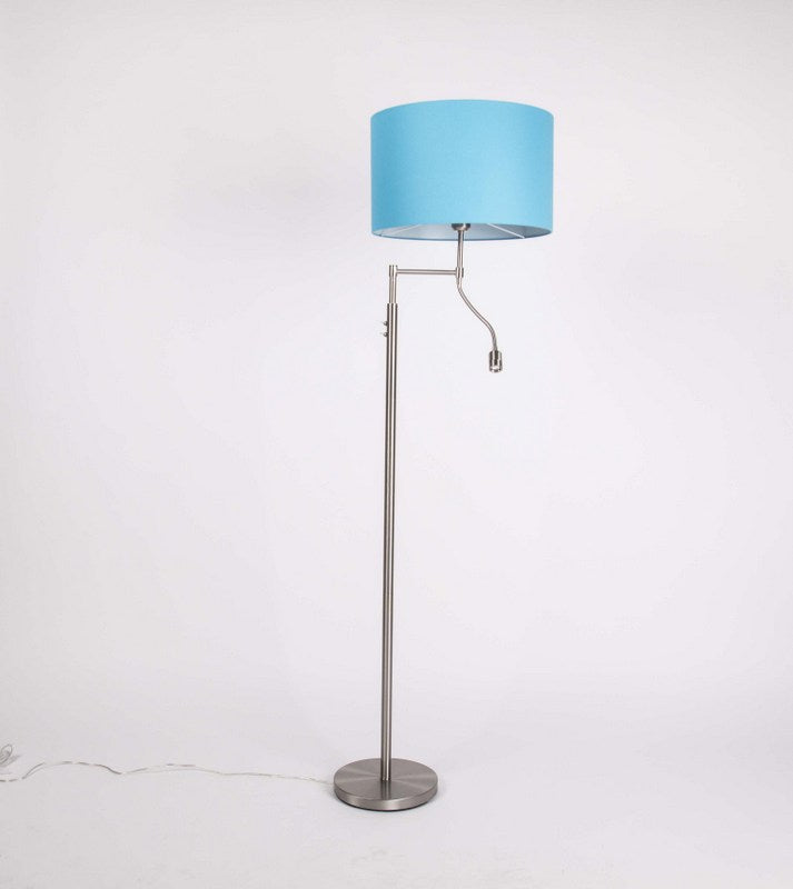Stehleuchte mit LED-Leselampe,  Lampenschirm in Farbe Türkis-Blau