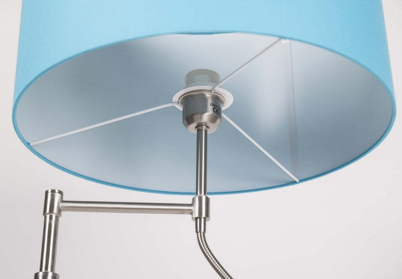 Stehleuchte mit LED-Leselampe,  Lampenschirm in Farbe Türkis-Blau