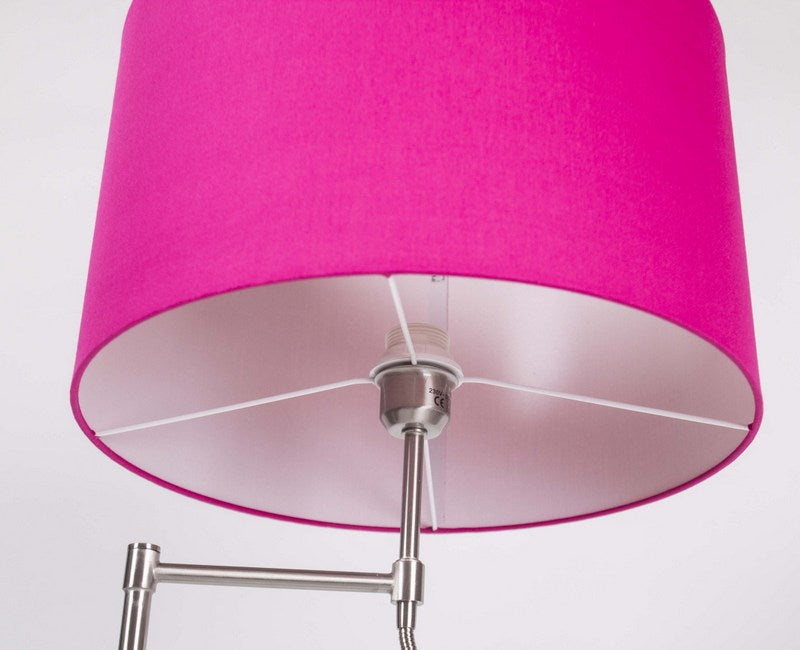 Stehleuchte mit LED-Leselampe,  Lampenschirm in Farbe Pink