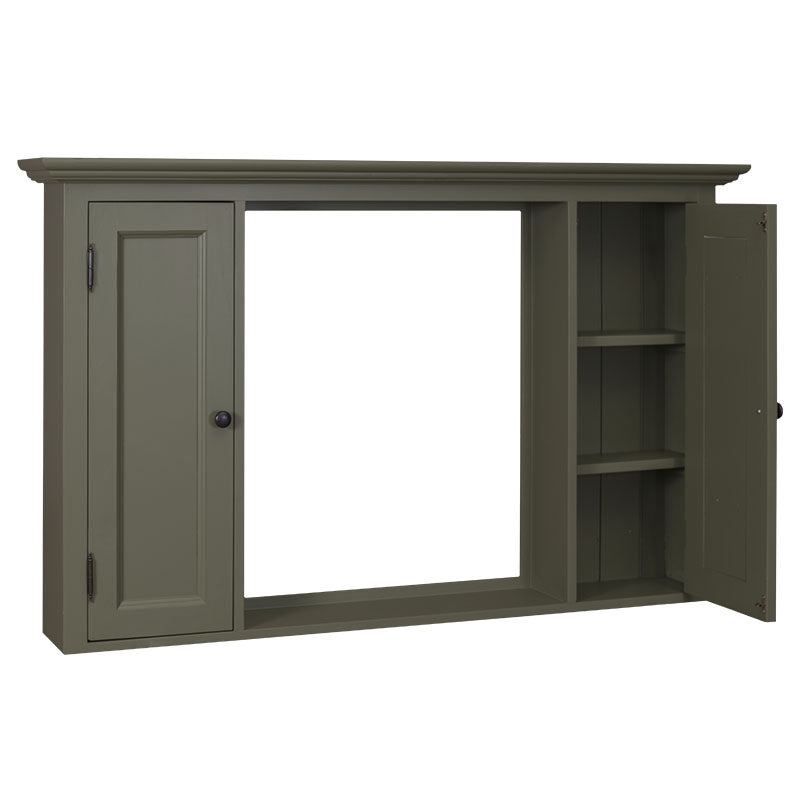 Spiegelschrank grau Massivholz, Spiegel im Landhausstil, Maße 131x80 cm