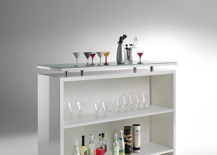 Office Bartheke, Bar Hochglanz lackiert, Farbe Weiß