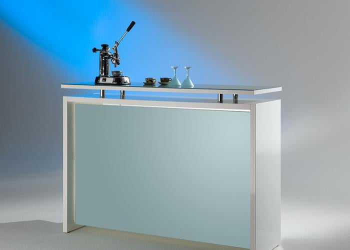 Office Bartheke, Bar Hochglanz lackiert, Farbe Weiß