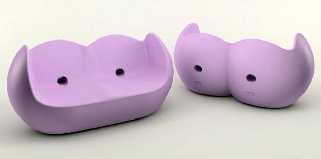 Designer Sessel in Schwarz/lila Blossy