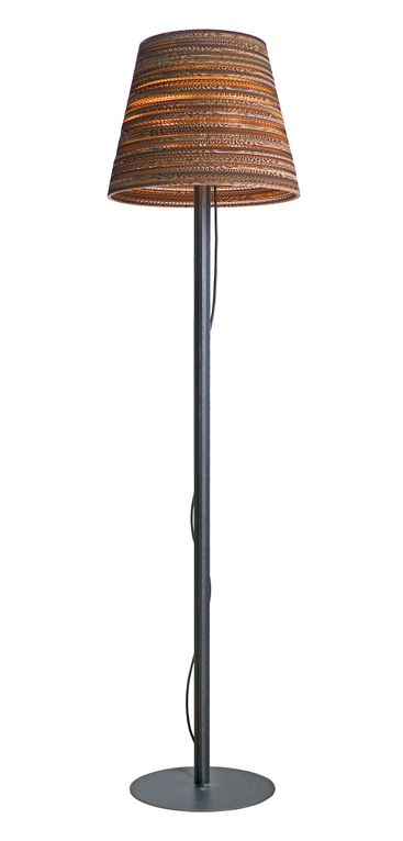 Design Stehleuchte, Lampenschirm aus recycelten Kartons, Stehlampe, Farbe beige/braun, Höhe 171 cm
