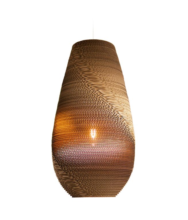 Pendelleuchte aus recycelten Kartons, Hängelampe, Farbe beige/braun, Ø 36 cm