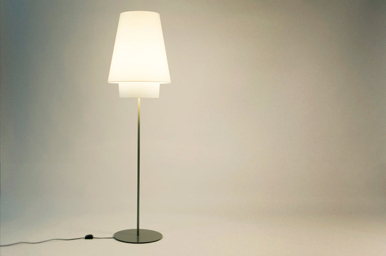 Stehlampe mit Lampenschirm, Stehleuchte weiß, Ø 58 cm