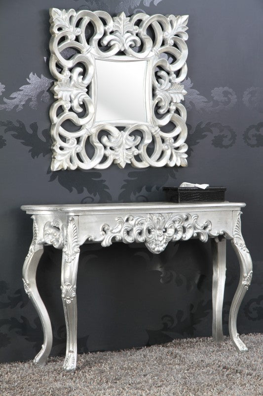Sideboard im Barockstil, silber, Breite 112 cm