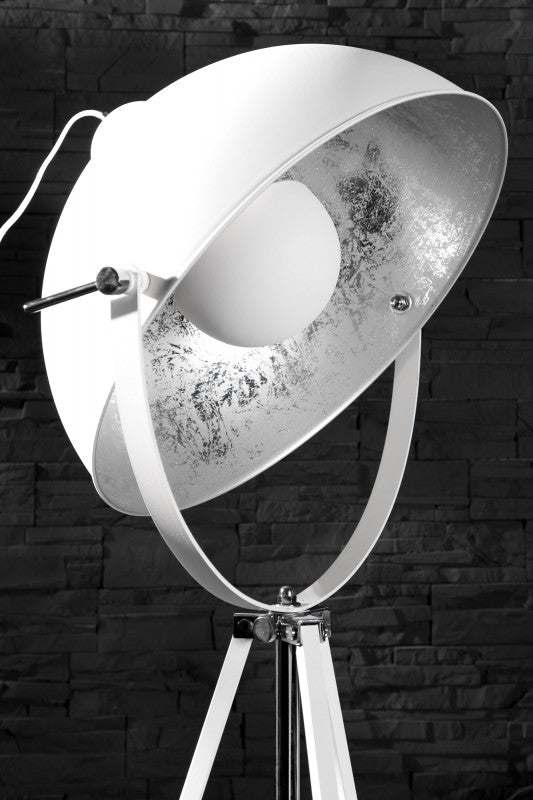 Stehleuchte Spot in weiß-silber, Stehlampe weiß Industrie