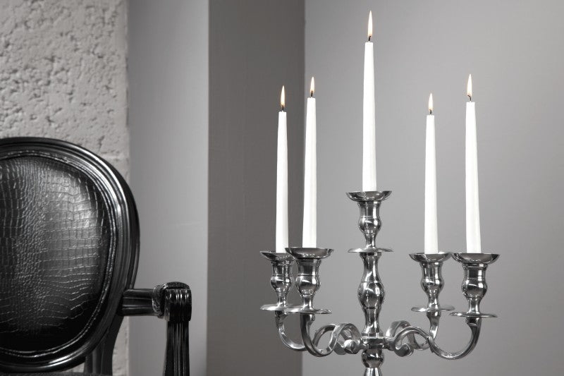 Kerzenständer Silber 5-armig,  Kerzenhalter aus Aluminium, Höhe 80 cm