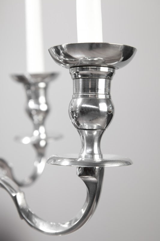 Kerzenständer Silber 5-armig,  Kerzenhalter aus Aluminium, Höhe 80 cm