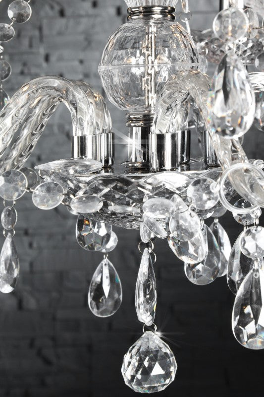 Kronleuchter aus Acrylglas, 5-armig, Farbe transparent, Durchmesser 37 cm