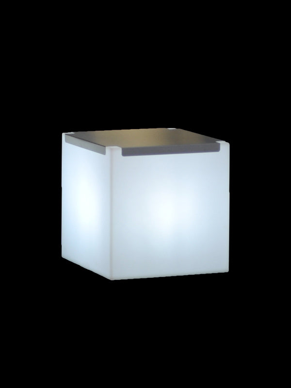 Designer Tisch in Weiß aus Polythylen Kubo Inox, leuchtend