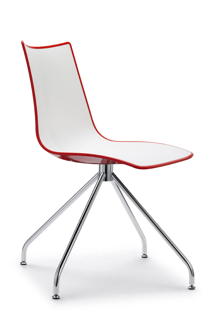 Design Stuhl, Kunststoff, verchromt, Sitzhöhe 46 cm