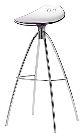 Design Bar-Tresenhocker, Farbe Transparent - Chrom, Sitzhöhe 80 cm