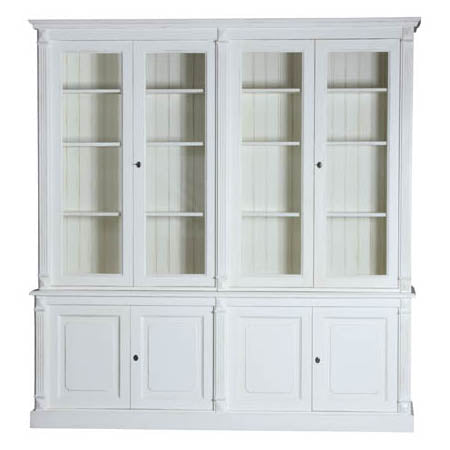 Vitrine schwarz-weiß, Geschirrschrank im Landhausstil in zehn Farben, Vitrine Landhaus, Breite 220 cm