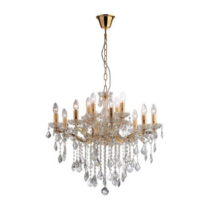 Kronleuchter Metall gold Kristall transparent