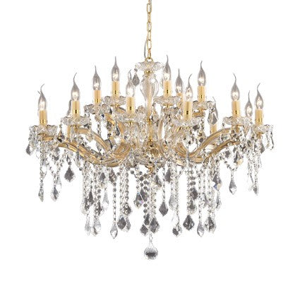 Kronleuchter Metall gold Kristall transparent