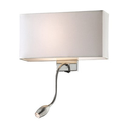 Wandleuchte Metall chrom Glas transparent Stoff weiß