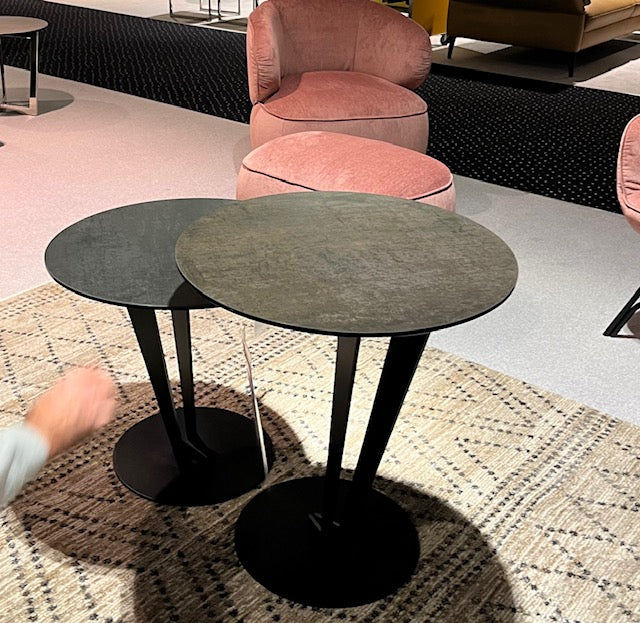 Beistelltisch Rost-braun rund Keramik Tischplatte, runder Beistelltisch Keramik Beschichtung, Höhe 60 cm