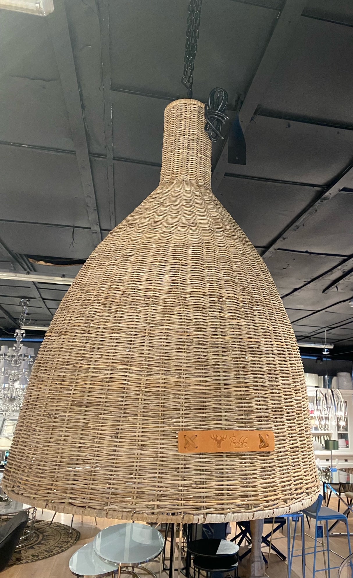 Pendelleuchte Rattan, Hängelampe Rattan, Durchmesser 90 cm