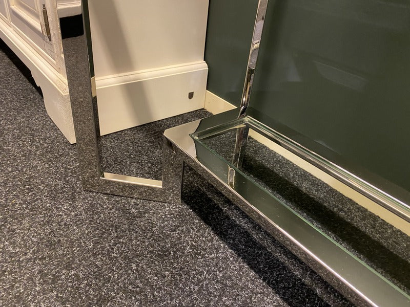 Konsole verchromt Glasplatte, Wandtisch Silber, Konsole Metall Glas, Breite 160 cm