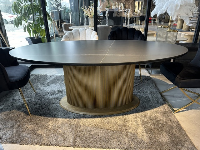 Esstisch oval Gold-schwarz, ovaler Tisch Gold, Breite 200 cm