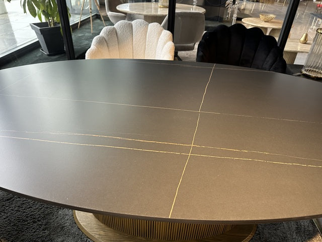 Esstisch oval Gold-schwarz, ovaler Tisch Gold, Breite 200 cm
