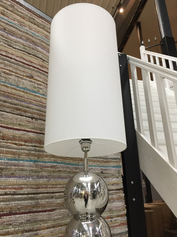 Stehleuchte verchromt Lampenschirm weiß, Stehlampe silber mit weißen Lampenschirm
