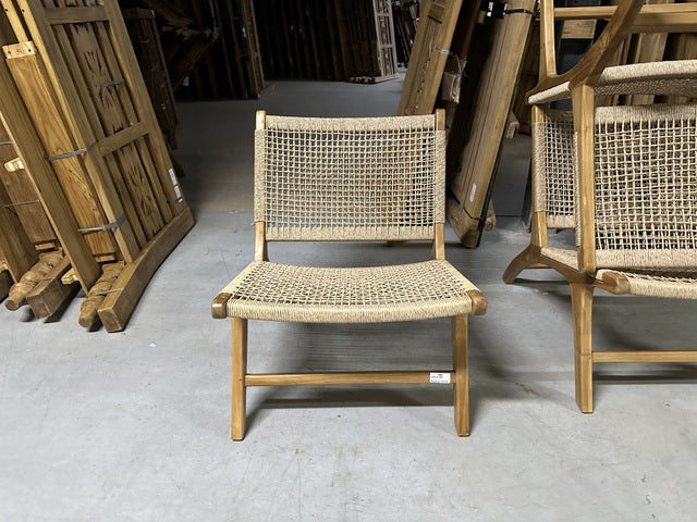 Sessel Holz, Bali Sessel Textilgeflecht, Loungesessel Holz