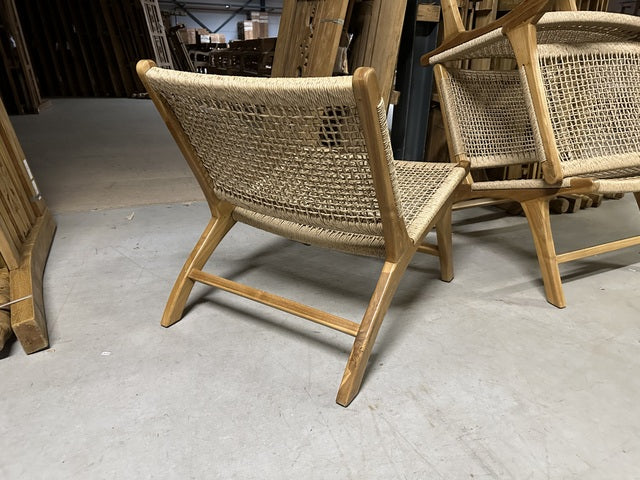 Sessel Holz, Bali Sessel Textilgeflecht, Loungesessel Holz