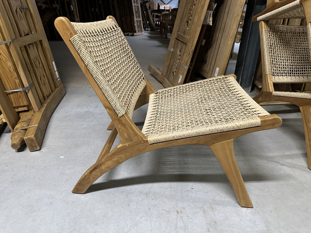 Sessel Holz, Bali Sessel Textilgeflecht, Loungesessel Holz