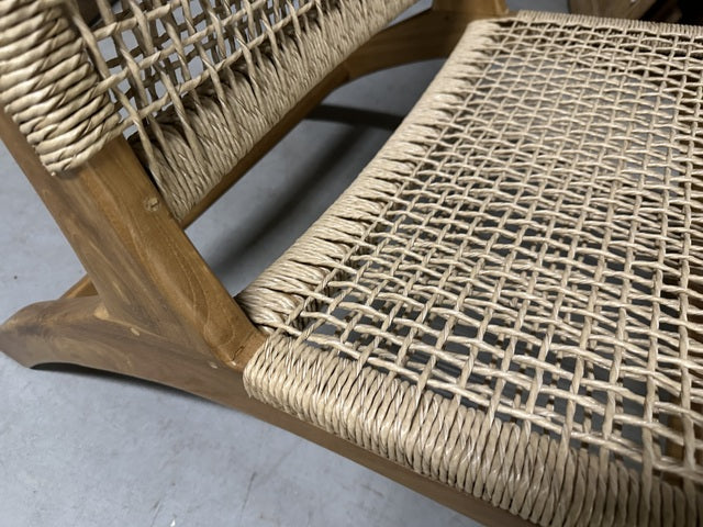 Sessel Holz, Bali Sessel Textilgeflecht, Loungesessel Holz