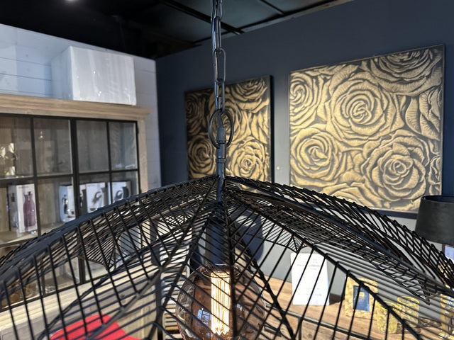 Hängelampe schwarz, Metall Pendelleuchte schwarz, Durchmesser 70 cm