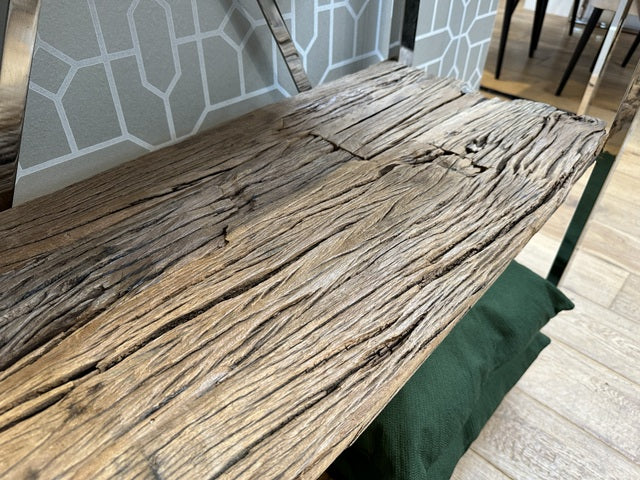 Regal Silber Altholz, Bücherregal Altholz Gestell verchromt, Breite 100 cm