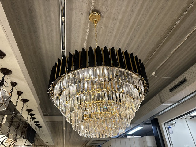 Kronleuchter rund Gold, Kornleuchter Gold-Metall-Glas 14 Flammig, Kronleuchter Durchmesser 75 cm