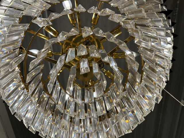 Kronleuchter rund Gold, Kornleuchter Gold-Metall-Glas 14 Flammig, Kronleuchter Durchmesser 75 cm