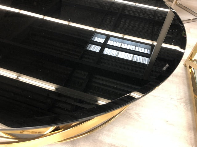 Couchtisch Gold schwarz, Couchtisch rund Gold schwarz, runder Tisch, Durchmesser 110 cm