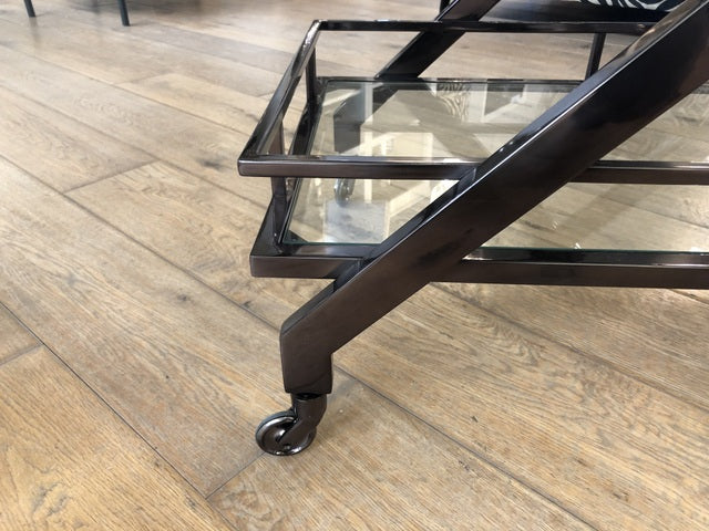 Servierwagen Glas Metall, Serviertisch Metall-Glas, Trolley braun