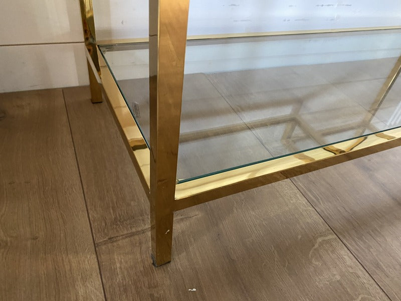 Metall-Regal Gold, Glas Regal Gold, Metall Bücherregal Gold, Maße 178 x 100 cm